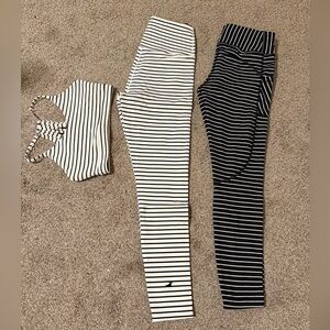 Glyder matching white and black stripe set